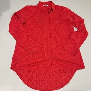 Athleta Red Long Sleeve Button-Up Shirt